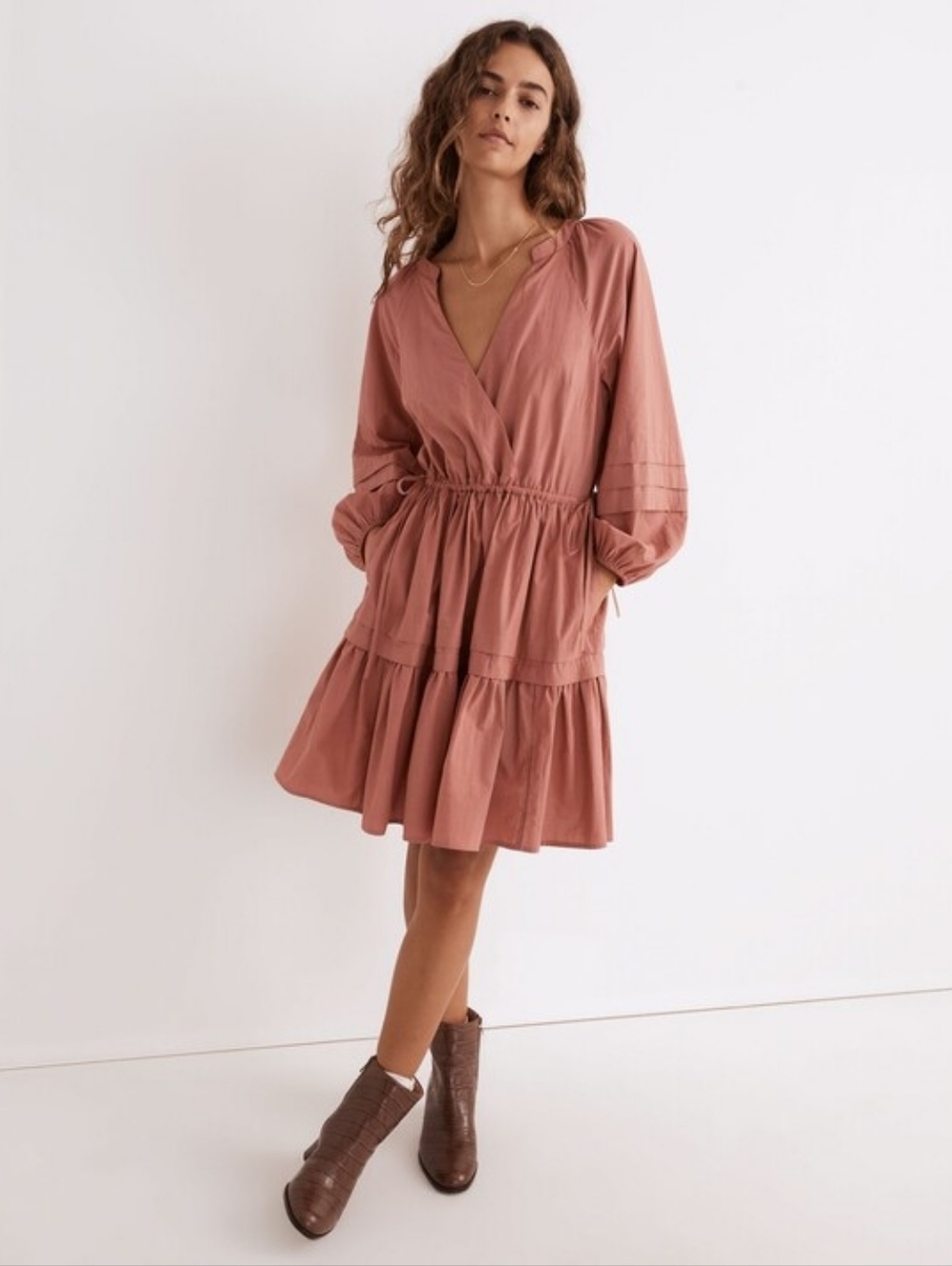 Madewell Dusty Rose Tiered Babydoll Dress